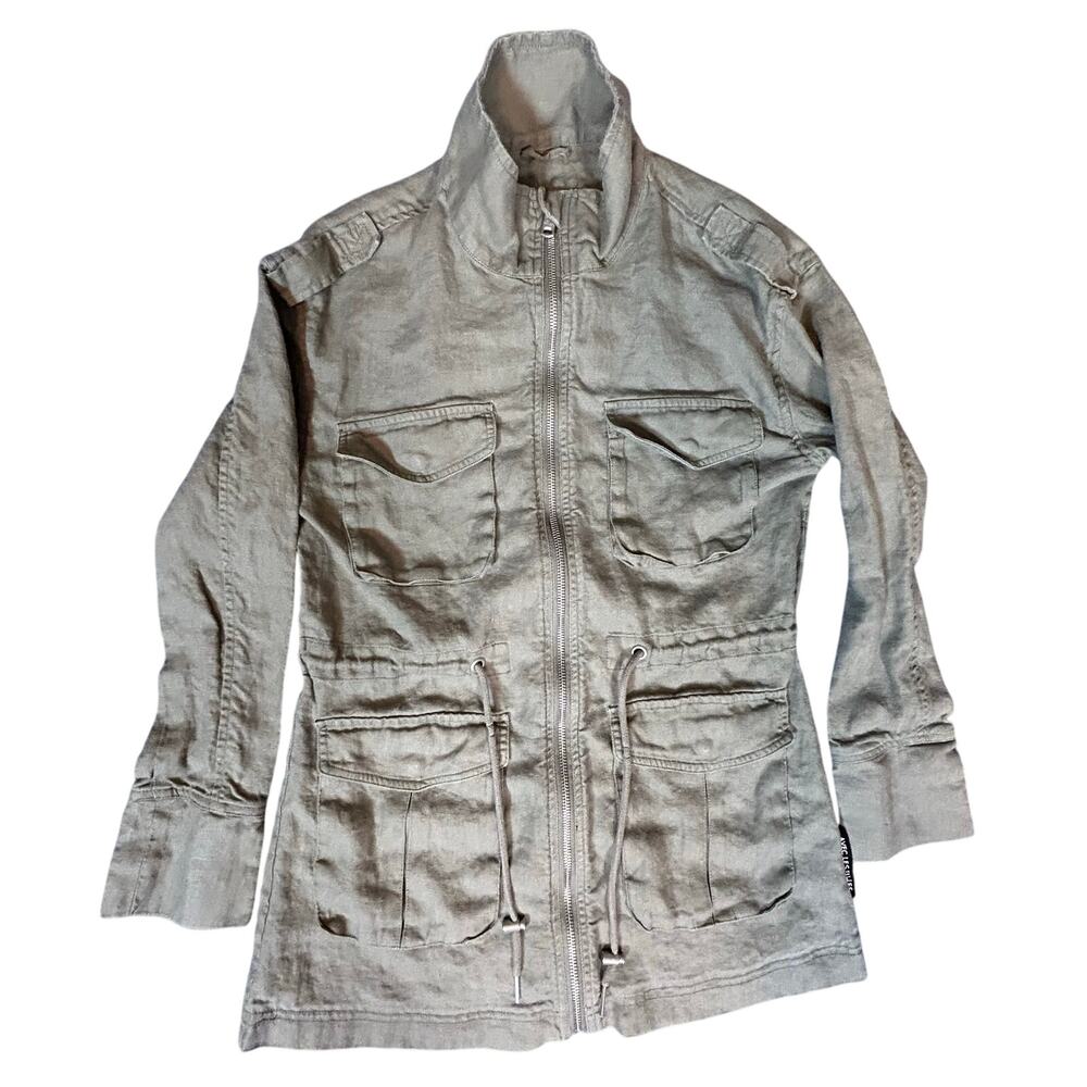 Avec Les Filles‎ Military Army Style Linen Jacket Olive Green Women's Size S
